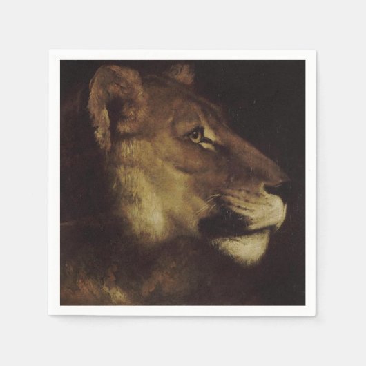 Hoofd van een leeuw (in het wild levende dieren) servet (Voorkant)