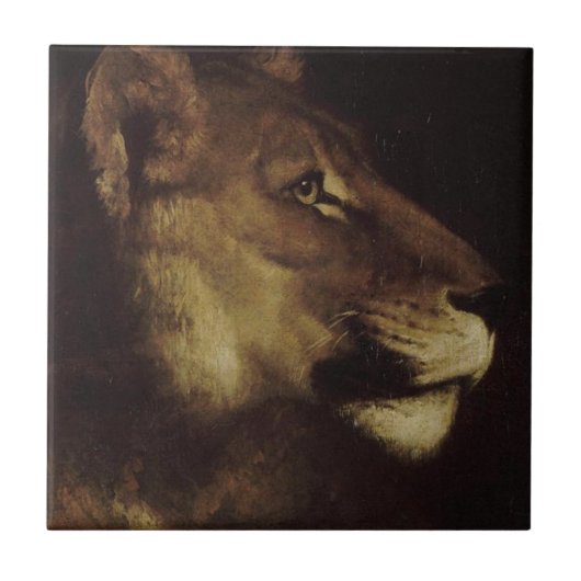 Hoofd van een leeuw (in het wild levende dieren) tegeltje (Voorkant)