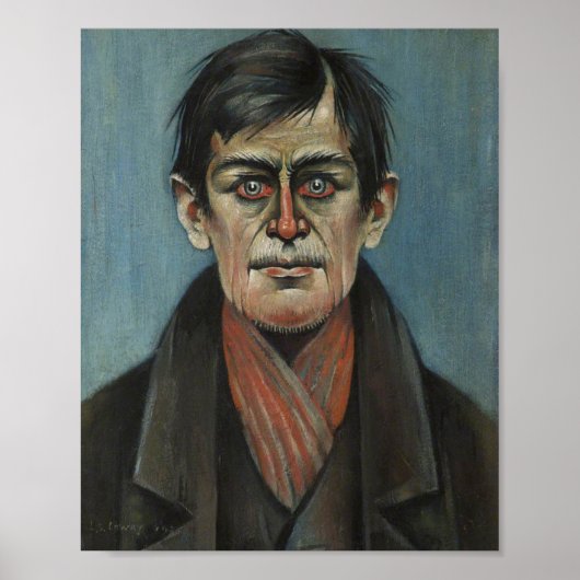 Hoofd van een Man met rode ogen (door L.S. Lowry) Poster (Voorkant)