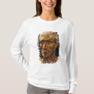 Hoofd van een Man met scheepswrakken T-shirt