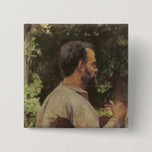Hoofd van een Man, monsieur Etienne Devismes, 1882 Vierkante Button 5,1 Cm