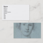 Hoofd van een meisje (zwarte en witte krijt op bla visitekaartje (Voorkant / Achterkant)