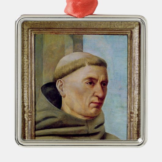 Hoofd van een monnik metalen ornament (Voorkant)