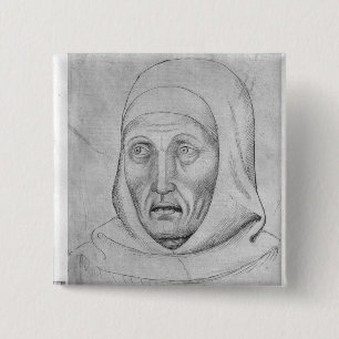 Hoofd van een monnik uit het Album van de Vallardi Vierkante Button 5,1 Cm