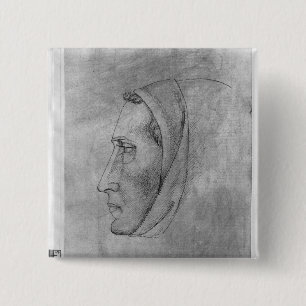 Hoofd van een monnik uit het Album van de Vallardi Vierkante Button 5,1 Cm