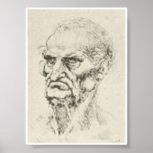 Hoofd van een oud Man, Leonardo da Vinci Poster (Voorkant)