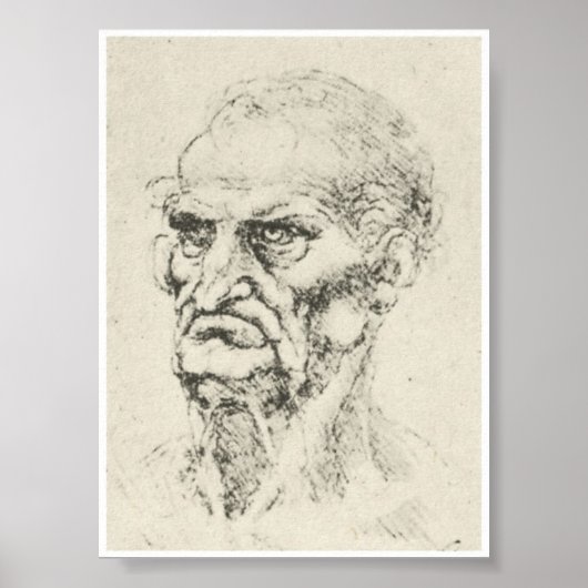 Hoofd van een oud Man, Leonardo da Vinci Poster (Voorkant)