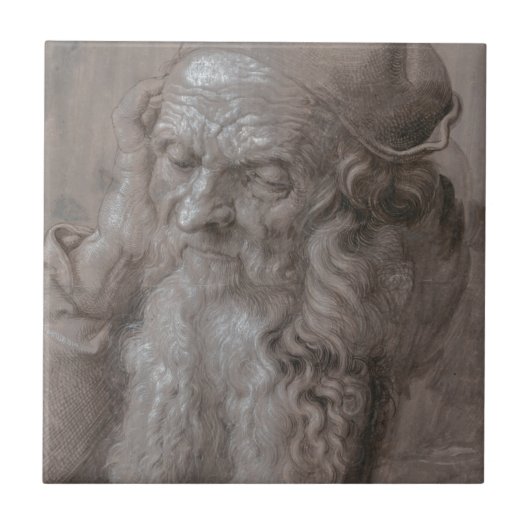 Hoofd van een oud Man van Albrecht Durer Tegeltje (Voorkant)