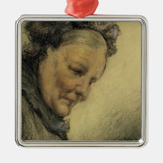 Hoofd van een oude dame metalen ornament (Voorkant)