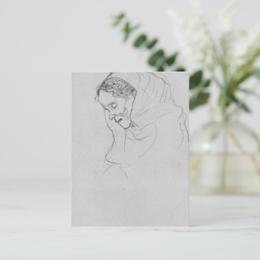 Hoofd van een oude vrouw in profiel door Gustav Kl Briefkaart (Staand voorkant)