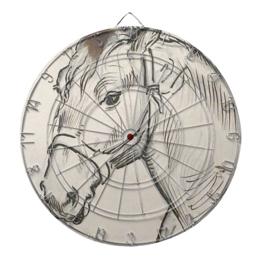 Hoofd van een paard (door Alfred Dehodencq) Dartbord (Voorkant)