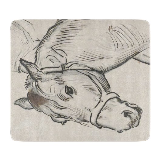 Hoofd van een paard (door Alfred Dehodencq) Snijplank (Voorkant)