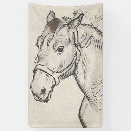 Hoofd van een paard (door Alfred Dehodencq) Spandoek (Verticaal)