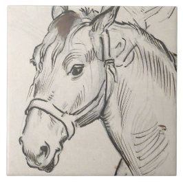 Hoofd van een paard (door Alfred Dehodencq) Tegeltje