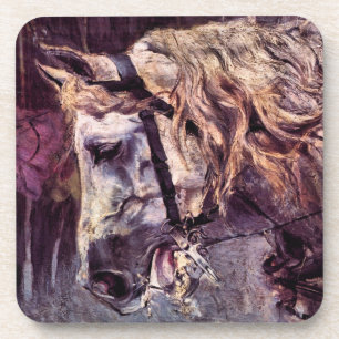 Hoofd van een paard door Giovanni Boldini, Vintage Bier Onderzetter