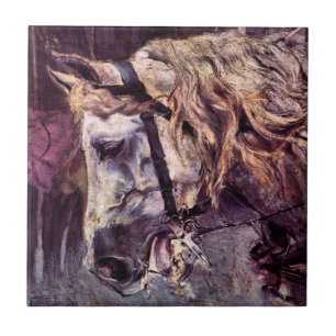 Hoofd van een paard door Giovanni Boldini, Vintage Tegeltje