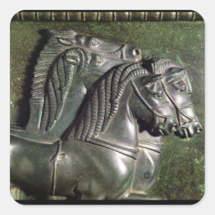 Hoofd van een paard uit een quadriga vierkante sticker