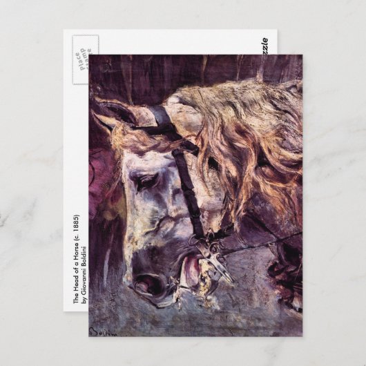 Hoofd van een paard van Giovanni Boldini,  kunst Briefkaart (Voorkant / Achterkant)