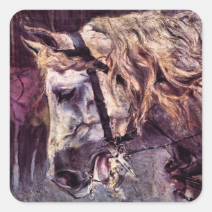 Hoofd van een paard van Giovanni Boldini, kunst Vierkante Sticker