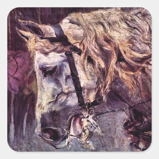 Hoofd van een paard van Giovanni Boldini,  kunst Vierkante Sticker (Voorkant)