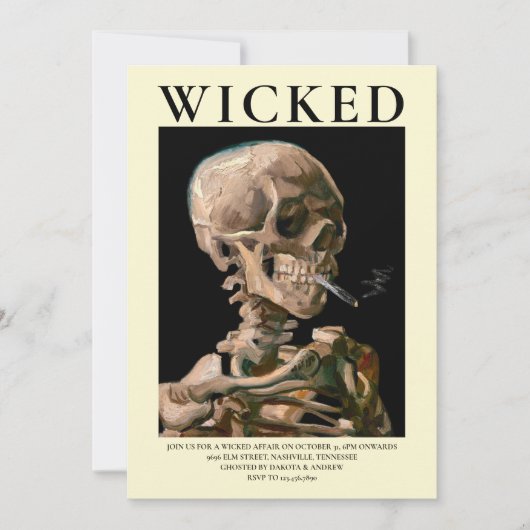 Hoofd van een skelet Fine Art Halloween uitnodigin Kaart (Voorkant)