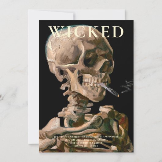 Hoofd van een skelet Fine Art Halloween uitnodigin Kaart (Voorkant)