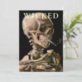 Hoofd van een skelet Fine Art Halloween uitnodigin Kaart (Staand voorkant)