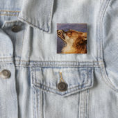 Hoofd van een vos vierkante button 5,1 cm (In situ)