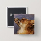 Hoofd van een vos vierkante button 5,1 cm (Voorkant /achterkant)