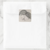 Hoofd van een vrouw, 1861 (potlood op papier) vierkante sticker (Tas)