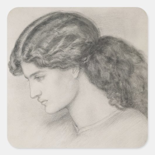 Hoofd van een vrouw, 1861 (potlood op papier) vierkante sticker (Voorkant)