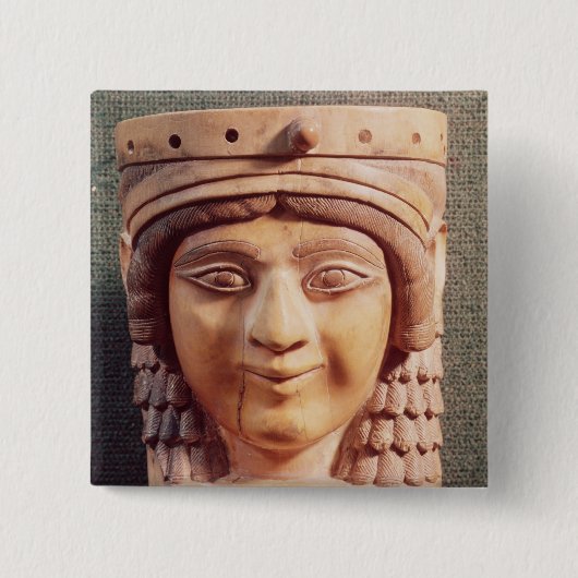 Hoofd van een vrouw, de Dame van de Nou Vierkante Button 5,1 Cm (Voorkant)