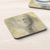 Hoofd van een vrouw (potlood op papier) drankjes onderzetter (Linkerzijde)