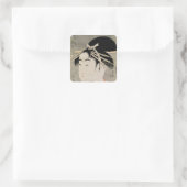 Hoofd van een vrouw vierkante sticker (Tas)