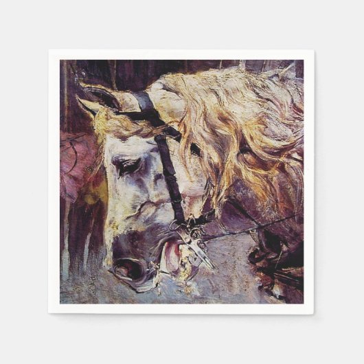 Hoofd van een wit paard (door Giovanni Boldini) Servet (Voorkant)
