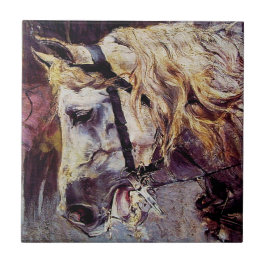 Hoofd van een wit paard (door Giovanni Boldini) Tegeltje