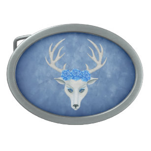 Hoofd van Fantasy White Deer Antlers Drie Blauw Ro Gesp