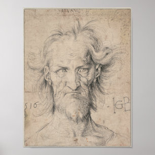 Hoofd van het Oude Man (Saturnus) van Durer Poster