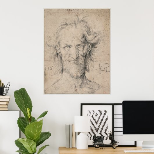 Hoofd van het Oude Man (Saturnus) van Durer Poster (Thuiskantoor)