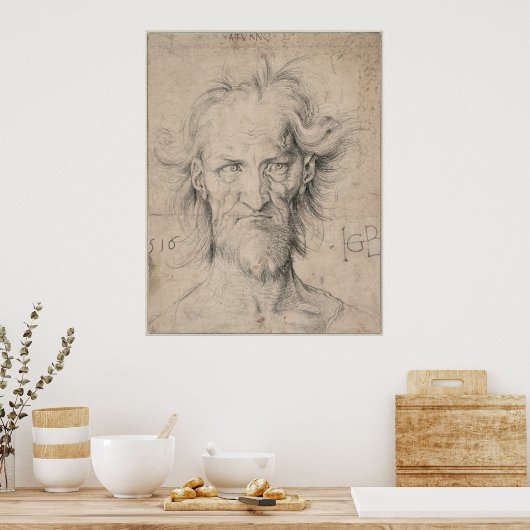 Hoofd van het Oude Man (Saturnus) van Durer Poster (Keuken)