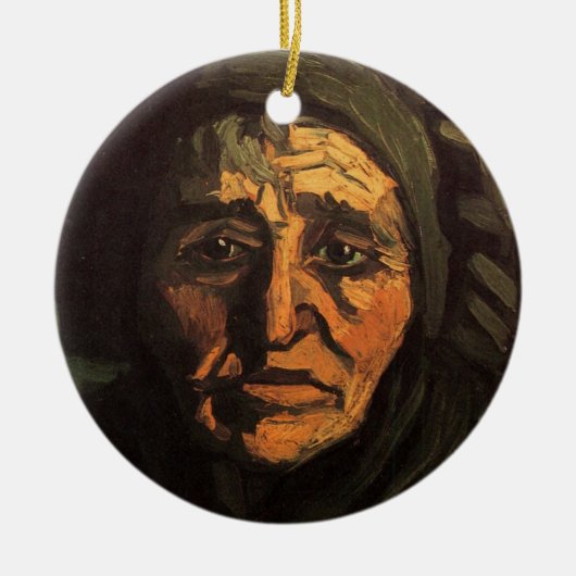 Hoofd van het Pet van Peasant Woman Lace van Vince Keramisch Ornament (Voorkant)