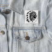 Hoofd van India Vierkante Button 5,1 Cm (In situ)