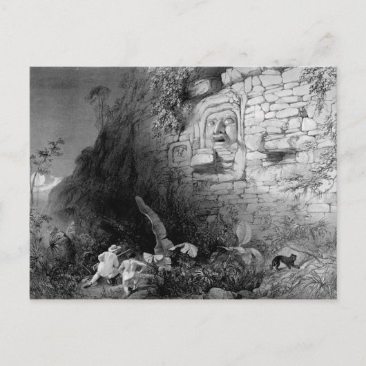 Hoofd van Itzam Na, Izamal, Yucatan, Mexico, 1844 Briefkaart (Voorkant)