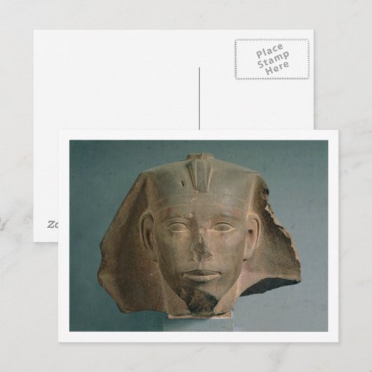 Hoofd van koning Djedefre, van Abu Roash, het oude Briefkaart (Voorkant / Achterkant)