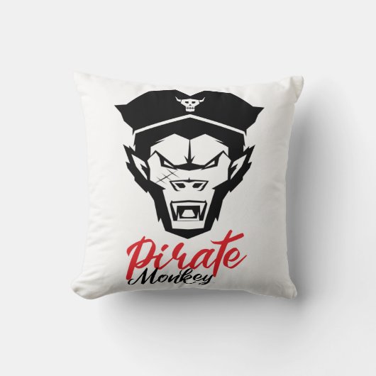 Hoofd van Pirate Monkey T-Shirt Kussen (Voorkant)