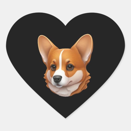 Hoofd van schattige corgi hart sticker (Voorkant)