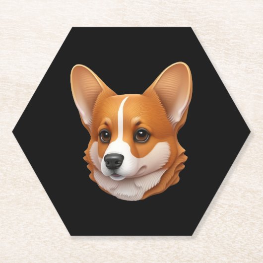 Hoofd van schattige corgi kartonnen onderzetters (Voorkant)