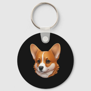 Hoofd van schattige corgi sleutelhanger