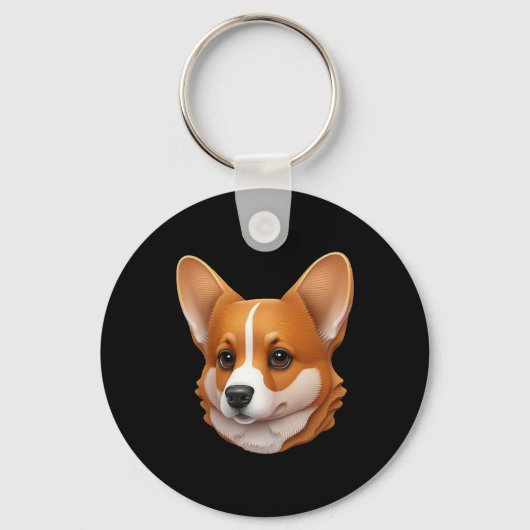 Hoofd van schattige corgi sleutelhanger (Voorkant)