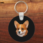Hoofd van schattige corgi sleutelhanger (Voorkant)